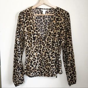 Cheetah print wrap blouse